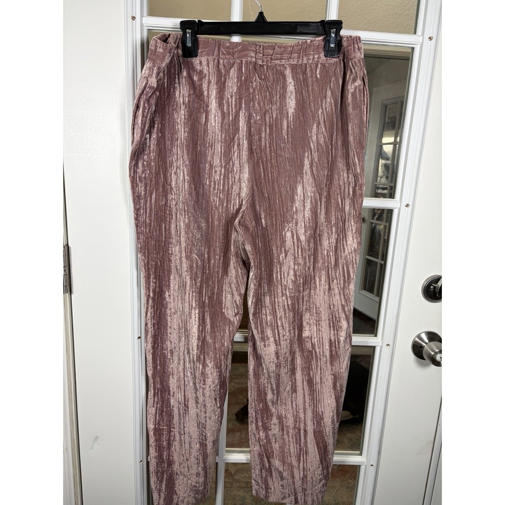 Marc New‎ York Pants Womens Medium Mauve Pink Crushed Velvet Textured Wide Leg